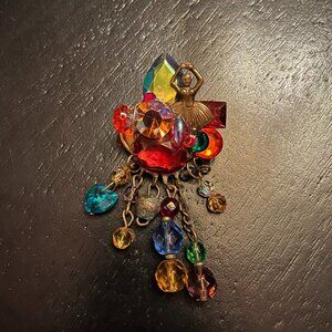 Vintage Lisa Carlson Gold Tone AB Rhinestone Ballerina Brooch